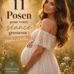 Une future maman posant avec élégance pour un shooting de grossesse en extérieur.