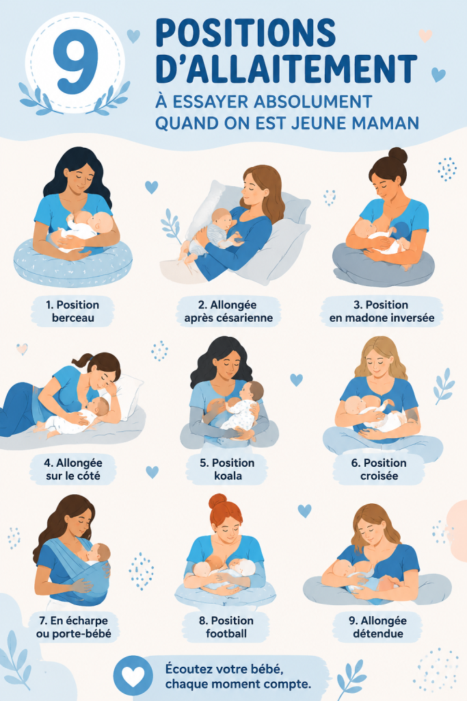 Une maman allaitant confortablement son bébé dans une position adaptée.