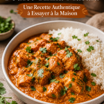Un plat de poulet tikka masala savoureux avec des herbes fraîches en garniture.