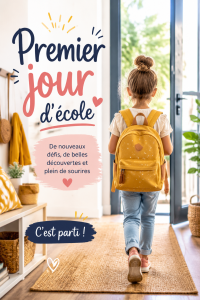 Enfant souriant avec son sac à dos sur le chemin de l'école