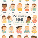Un bébé souriant et levant ses mains, illustrant les premiers signes de communication.