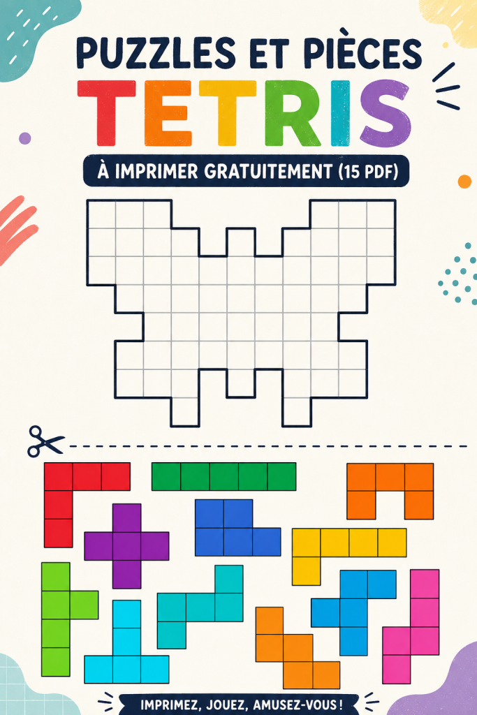 Des puzzles Tetris colorés à imprimer pour toute la famille