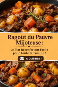 Ragoût du pauvre mijoté, servi chaud dans un bol avec des légumes colorés