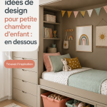 Chambre d'enfant avec rangement sous le lit bien organisé