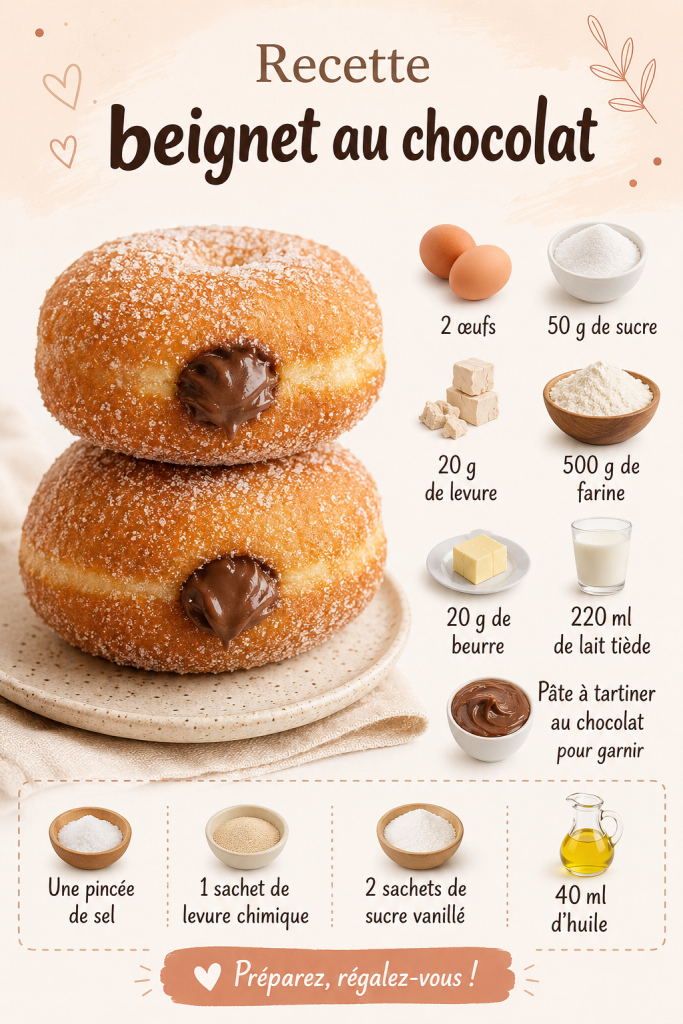 Beignets au chocolat dorés et croustillants dans un plat