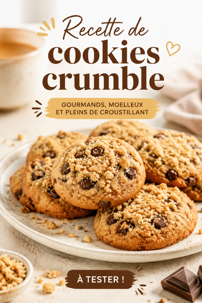 Assiette de cookies crumble maison sortis du four, délicieusement dorés et prêts à être dégustés.