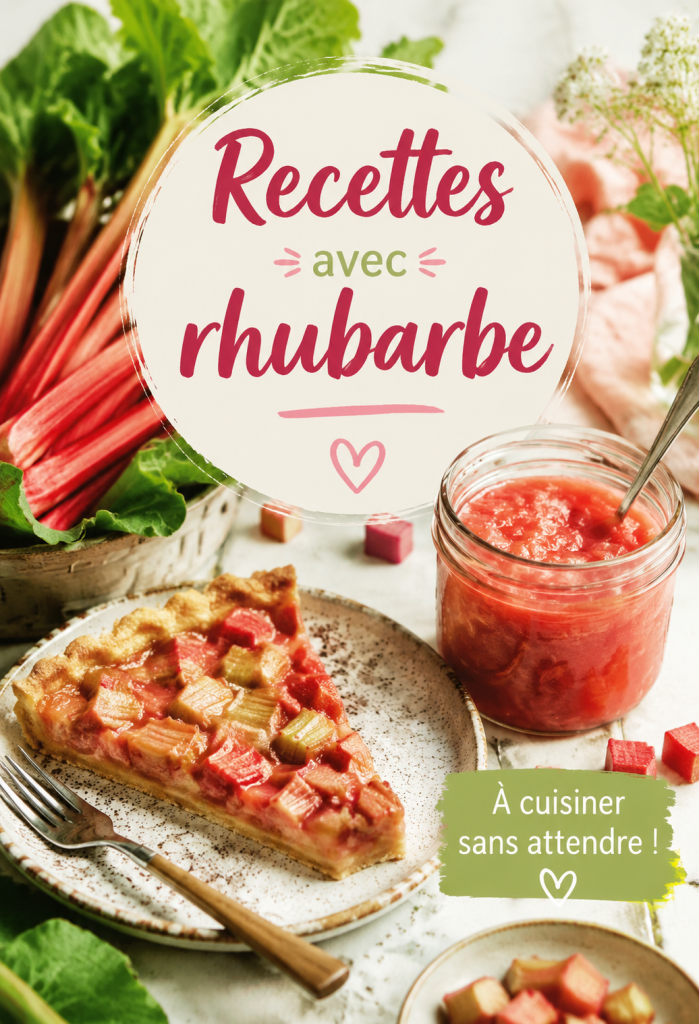 Recette de tarte à la rhubarbe présentée avec des fruits frais