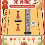 Enfants jouant au jeu La Muraille de Chine, riant et s'amusant dans un parc.