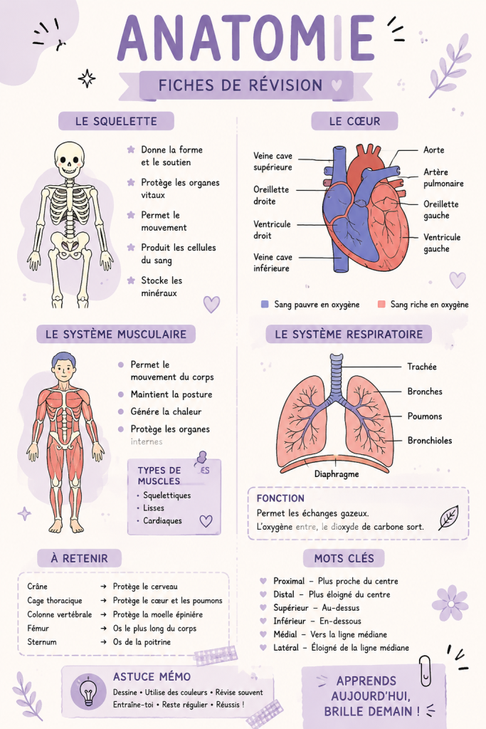 Notes de révision détaillées en anatomie pour étudiants en médecine.