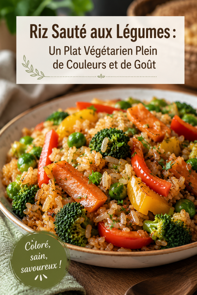 Riz sauté aux légumes colorés dans un plat