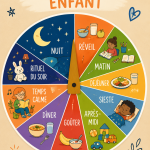 Roue du temps colorée pour enfants, conçue avec des matériaux simples