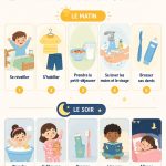 Une maman et ses enfants partageant un moment convivial lors de leur routine matinale.