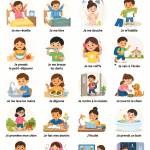 Maman et enfants en train de planifier leur routine quotidienne ensemble.