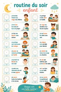 Un enfant préparant son lit pour la nuit avec un parent, illustrant la routine du soir.