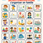 Une famille heureuse ensemble le matin, illustrant l'importance des routines familiales.