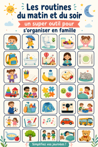 Une famille heureuse ensemble le matin, illustrant l'importance des routines familiales.