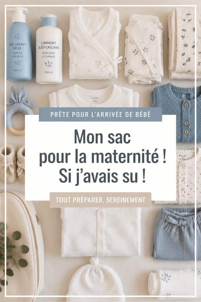 Sac de maternité bien préparé avec des essentiels pour l'hôpital.