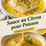 Une assiette de poisson avec une délicieuse sauce au citron à côté de légumes frais