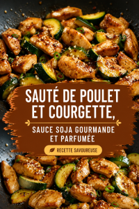 Un plat de sauté de poulet aux courgettes avec une sauce soja parfumée