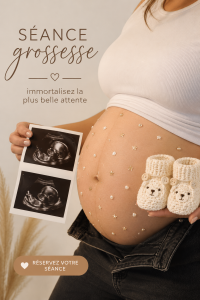 Femme enceinte posant pour une séance photo de maternité dans un parc