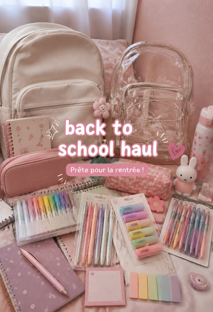 Sélection d'articles de mode et de fournitures scolaires pour la rentrée.