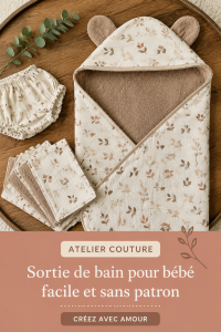 Sortie de bain pour bébé en tissu doux, prête à être utilisée après le bain.