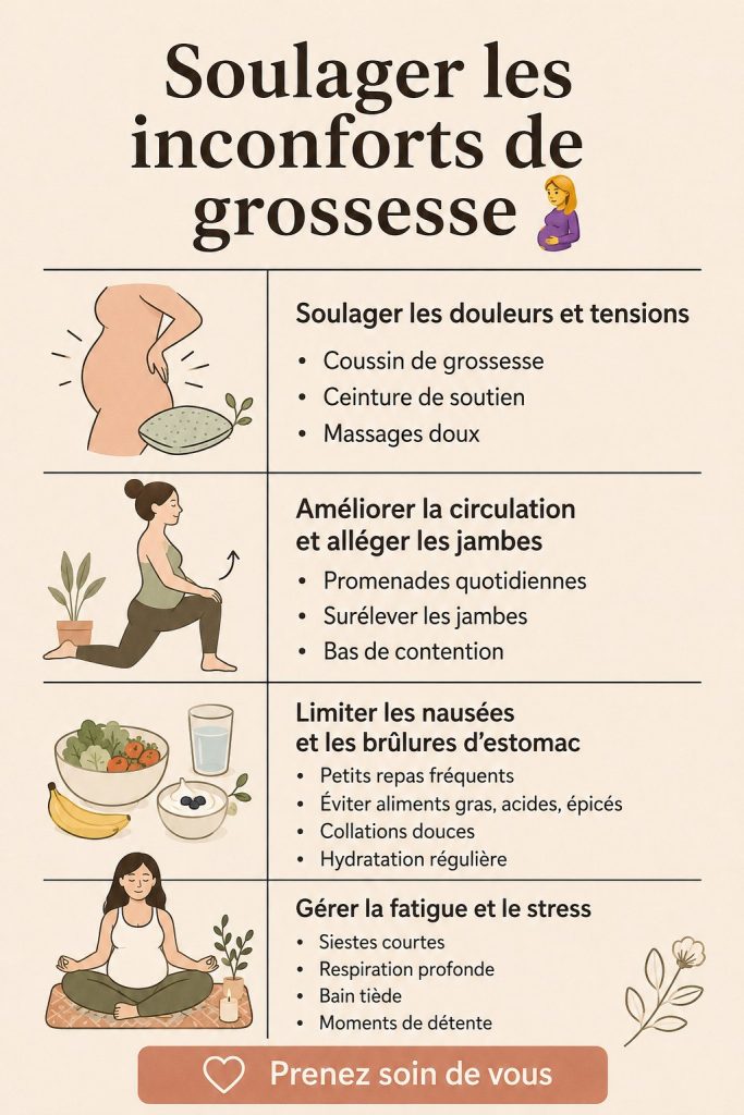 Femme enceinte se relaxant dans un cadre serein avec des éléments de décoration douce