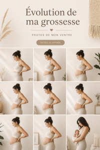 Femme enceinte souriante portant une robe élégante pour une séance photo de grossesse