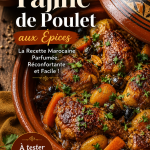 Tajine de poulet aux épices fraîchement préparé, servi avec des légumes