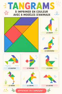 Modèles de tangrams animaux à imprimer en couleur