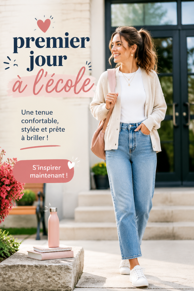 Un ensemble coloré pour le premier jour d'école, parfait pour attirer le regard des camarades.
