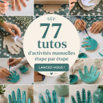 Une image colorée illustrant plusieurs projets d'activités manuelles
