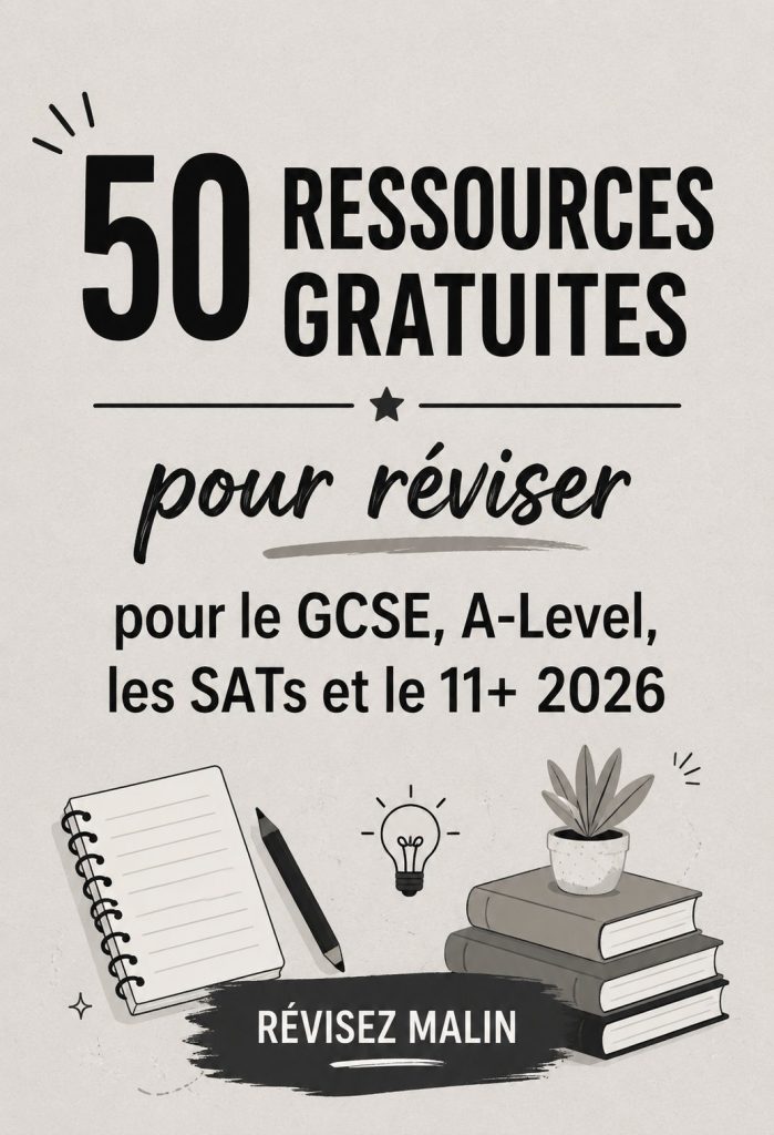 Une sélection de ressources gratuites pour révisions scolaires, affichée sur un bureau d'études.