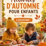Enfants jouant dans un parc en automne avec des feuilles colorées.