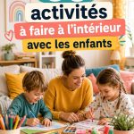Un groupe d'enfants jouant ensemble à des activités manuelles à l'intérieur