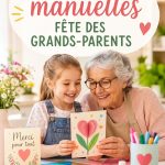 Un enfant et un grand-parent réalisant une activité manuelle ensemble pour la fête des grands-parents.