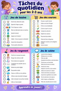 Un enfant de 2 ans aidant à ranger des jouets avec un sourire.