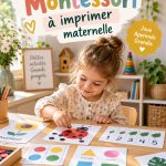 Enfants jouant avec des feuilles d'activités Montessori imprimables.