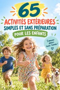 Des enfants jouant à un jeu d'extérieur simple dans un jardin ensoleillé.
