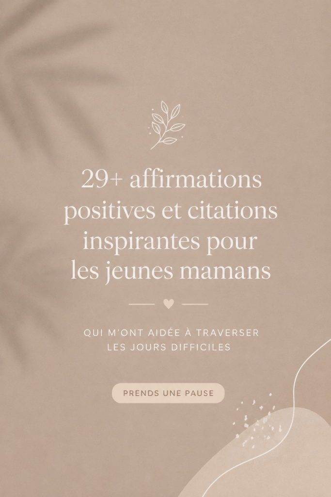 Image d'une maman méditant avec des affirmations positives en arrière-plan