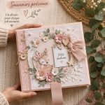 Album de bébé fille décoré avec des souvenirs et des photos