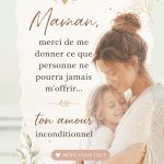 Mère et enfant en train de partager un moment tendre, symbolisant l'amour inconditionnel.