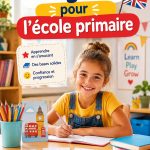 Un enfant souriant en train d'apprendre l'anglais avec des jeux éducatifs.