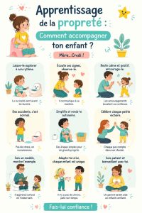 Un enfant heureux utilisant un pot, symbole d'apprentissage de la propreté.