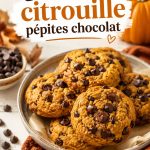 Biscuits à la citrouille et pépites de chocolat sur une assiette