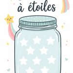 Un bocal en verre rempli d'étoiles en papier coloré, symbolisant les souvenirs de famille.