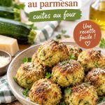 Boulettes de courgettes au parmesan cuites au four, prêtes à être servies dans une lunchbox.