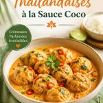 Boulettes thaïlandaises à la sauce coco-curry dans une lunchbox colorée.