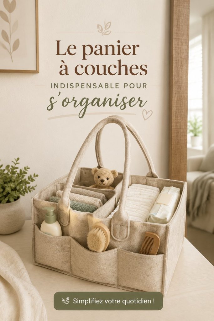 Un caddy à couches bien organisé avec des produits pour bébé.