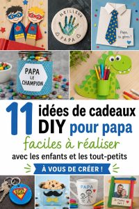 Un enfant présente fièrement un cadeau fait main pour son père